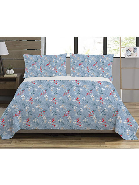 Evmila Çiçek Desenli Çift Kişilik Baskılı Pike 200x220 cm - S000278051-23173