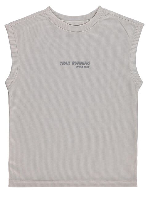 Civil Boys Reflektör Baskılı Kolsuz 6-9 Yaş Tişört - Koyu Taş Rengi