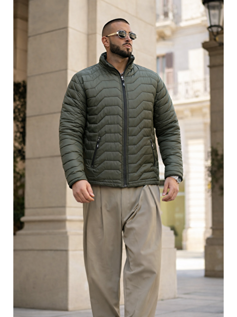 Comstar Erkek Kışlık Premium Günlük Kapitone Haki Şişme Mont