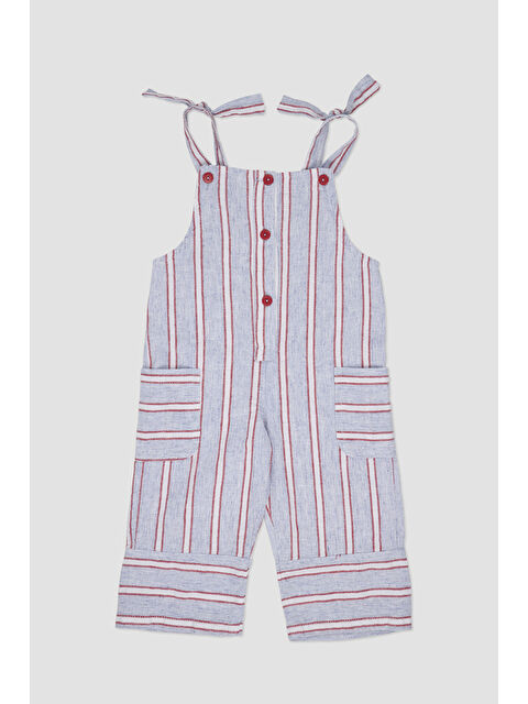 Panço Kız Bebek Çizgi Desenli Mavi Salopet - S000518422-17234