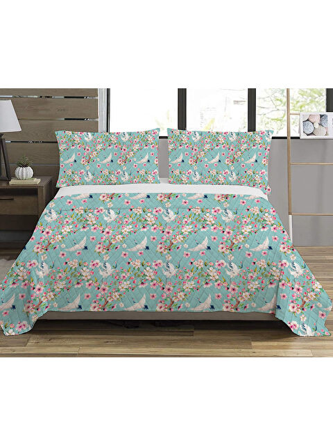 Evmila Çiçek Desenli Çift Kişilik Baskılı Pike 200x220 cm - S000278050-23173