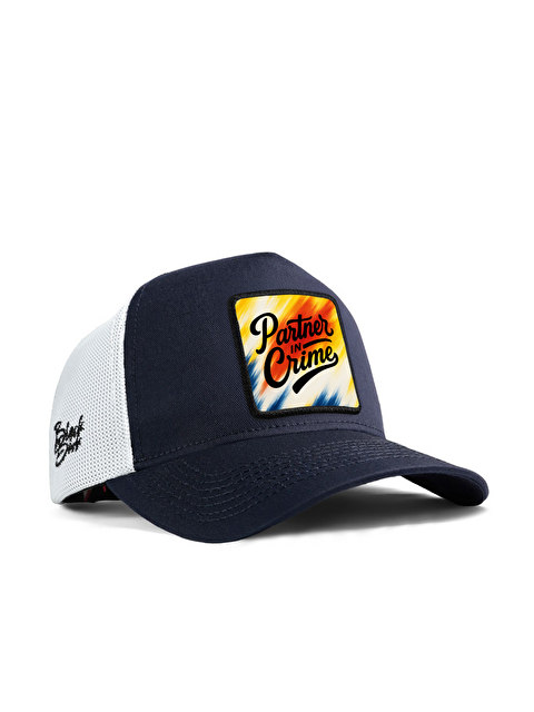 BlackBörk Partner in Crime Logolu Lacivert-Beyaz Trucker Şapka