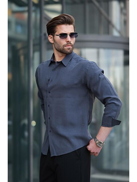 Madmext Füme Basic Uzun Kollu Erkek Gömlek E6762 - S000371939-33408