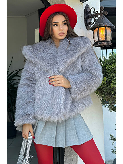 Gülseli Kadın Salaş Sakallı Kürklü Astarlı Mont - S000290574-29351