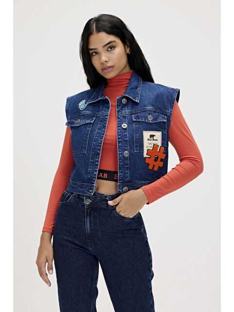 Bad Bear Joanne İndigo Kadın Denim Yelek - S000269028-23093