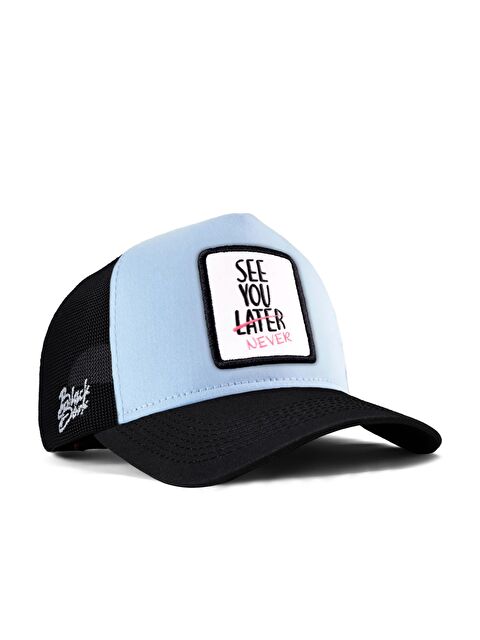 BlackBörk See You Later Never Logolu Siyah-Buz Mavi Trucker Şapka