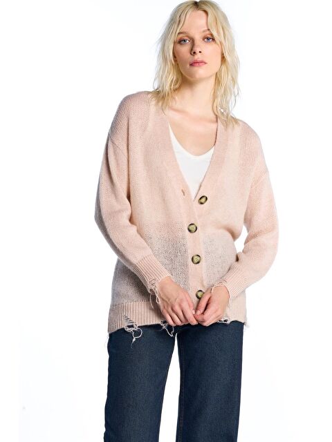 Sherin Bej Yırtık Detaylı Triko Hırka - S000285385-19928