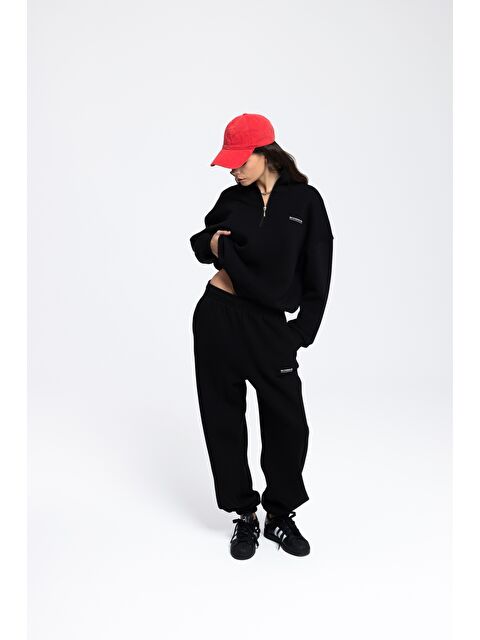 Mai Collection Ravel Fermuarlı Detay Siyah Eşofman Takım - S000517639-19351