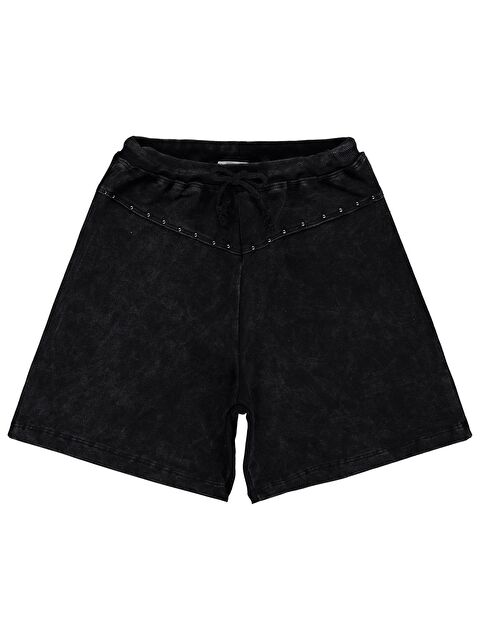 Civil Girls Taşlı Yıkamalı 10-13 Yaş Şort - Siyah
