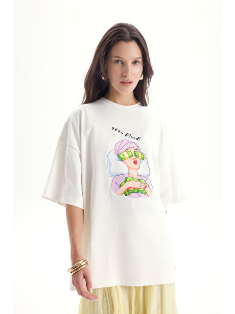 Mai Collection Mood Oversize Beyaz T-Shirt