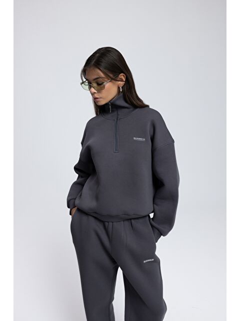 Mai Collection Ravel Fermuarlı Detay Antrasit Eşofman Takım - S000517639-29666