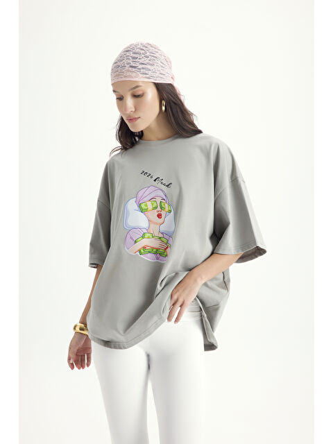 Mai Collection Mood Oversize Gri T-Shirt