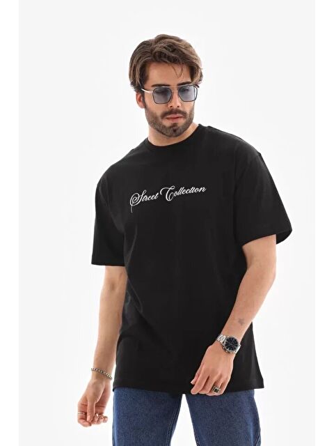 Jane's Unisex Bisiklet Yaka Baskılı Oversize Tişört