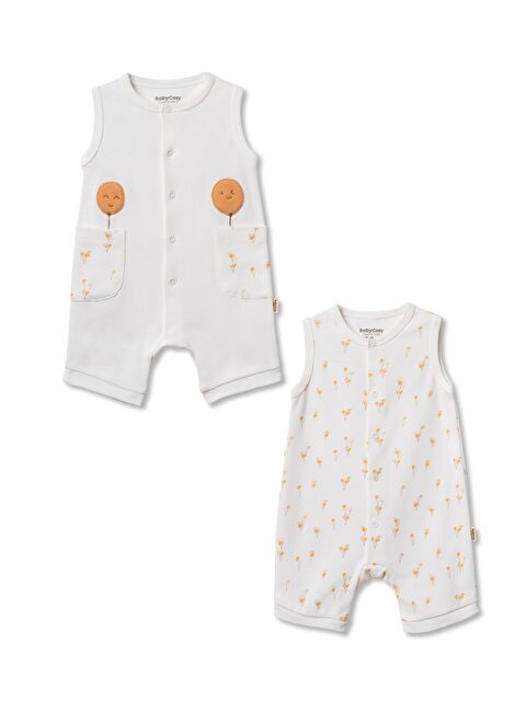 BabyCosy Organic  Bebek Şort Kollu Tulum, %100 Organik Pamuk, Bebek ve Yenidoğan Serisi - CSY3060