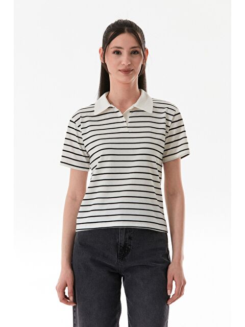 Fullamoda Çizgili Polo Yaka Tişört - S000380927-19351