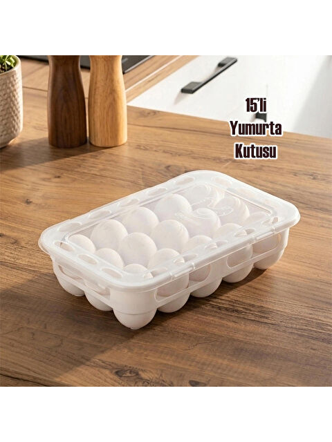 Porsima Org-31 Peggy 15 Bölmeli Kapaklı Yumurta Kutusu Yumurtalık Buzdolabı Organizeri Saklama Kabı