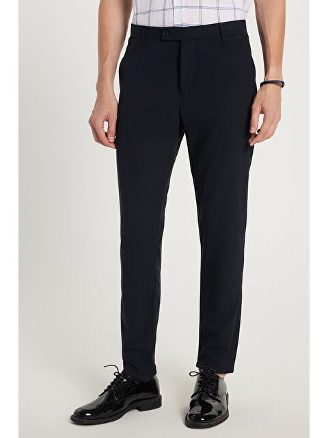 TUDORS Erkek Slim Fit Dar Kesim Chino Yandan Cepli Pamuklu Lacivert Pantolon - S000519748-21164