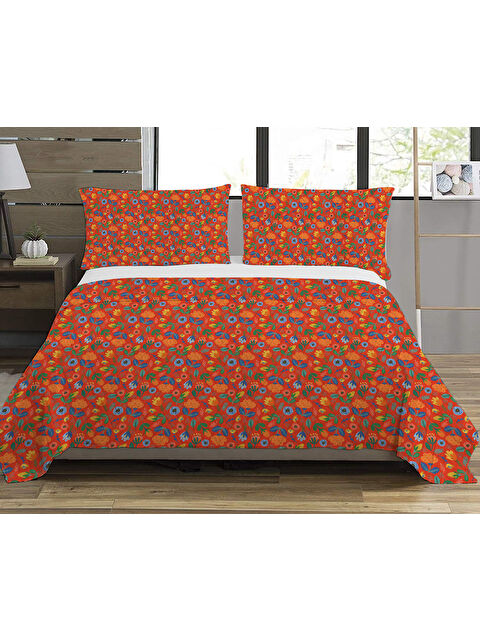 Evmila Çiçek Desenli Çift Kişilik Baskılı Pike 200x220 cm - S000278071-23173