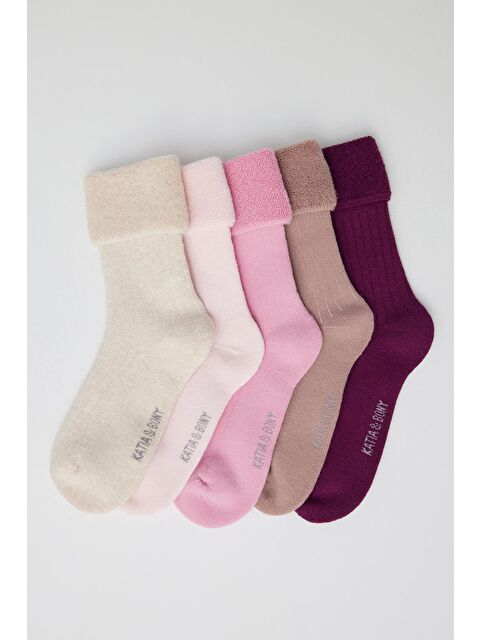 Katia And Bony 5'li Paket Çocuk  Kalın Havlu Soket Çorap Pink Mix - S000144462-20024