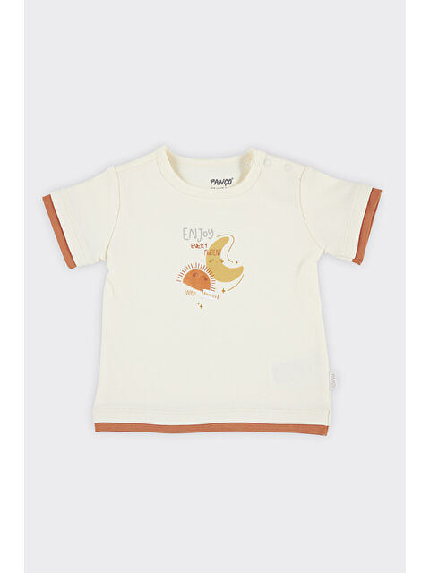 Panço Yenidoğan Baskılı Kısa Kollu Ekru Tişört - S000518426-19965