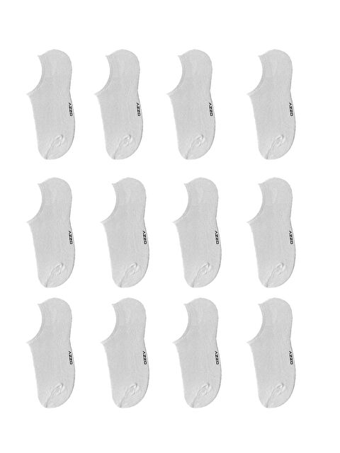 Ozzy Socks 12 Çift Kadın Erkek Beyaz Bambu Görünmez (sneaker) Spor Ayakkabı Çorabı - S000132652-20063