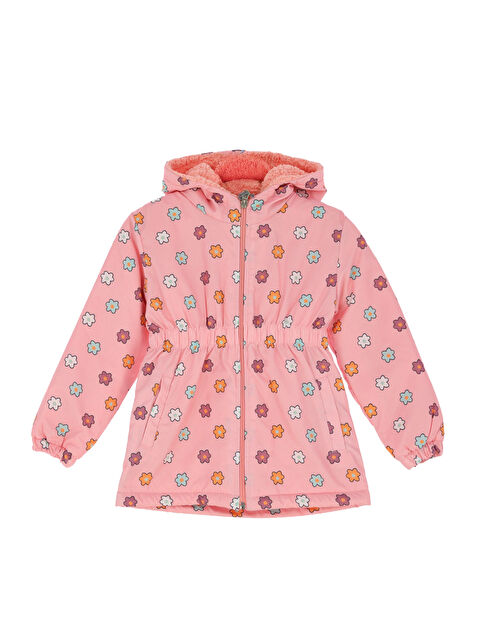Modanino Kız Çocuk İçi Pelüş Astarlı-Desenli-Kapüşonlu-Beli Lastikli Mont 12363 - S000468306-20028