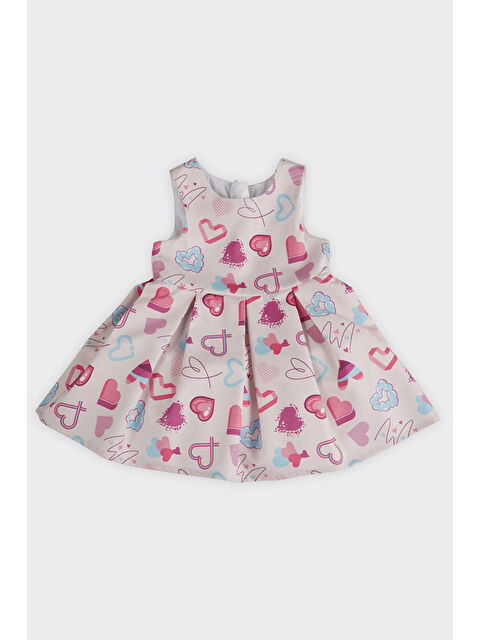 Panço Kız Bebek Kalp Desenli Pembe Abiye Elbise - S000518428-20024