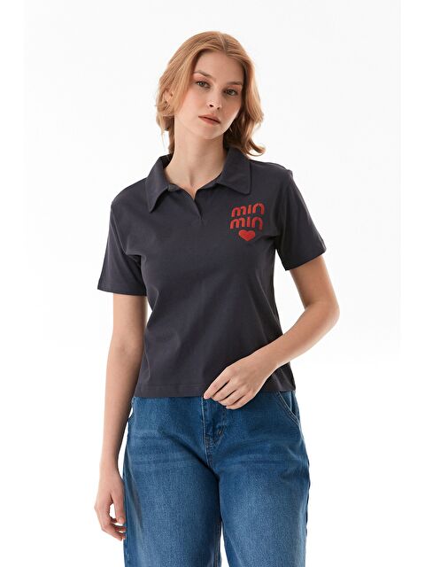 Fullamoda Min Min Baskılı Polo Yaka Tişört - S000380945-29666