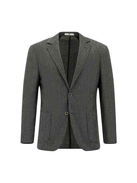 Kiğılı Relax Fit Rahat Kesim Keten Karışımlı Çizgili Spor Ceket - S000411437-19351