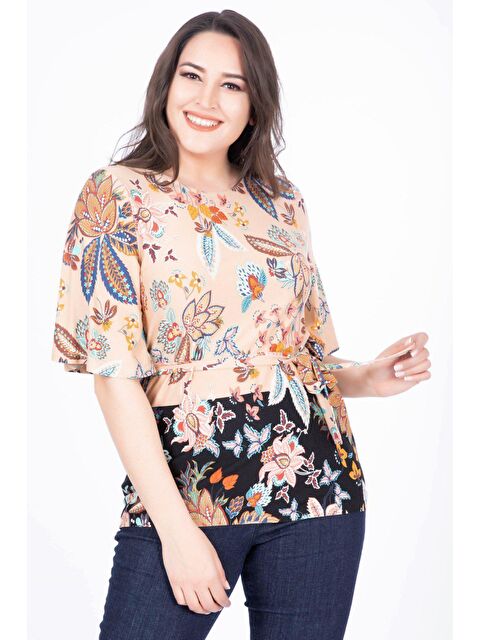 Mylinemoda Pelerin Kol Desenli Bluz - S000239677-23173