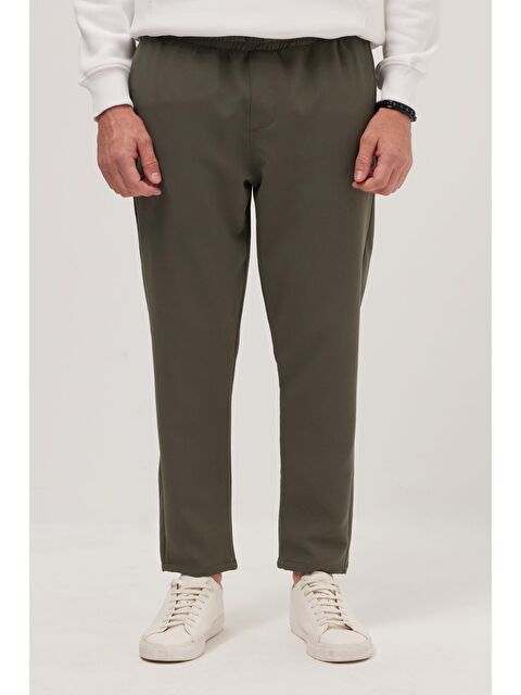 TUDORS Erkek Regular Fit Beli Lastikli Bağcıklı Jogger Haki Pantolon Rahat Kesim Yan Cepli - S000519756-18547