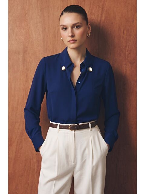 SATEEN Lucy Gömlek - Lacivert