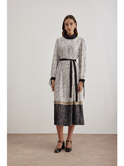 AKER Belden Kuşaklı Pileli Elbise - S000474888-19965