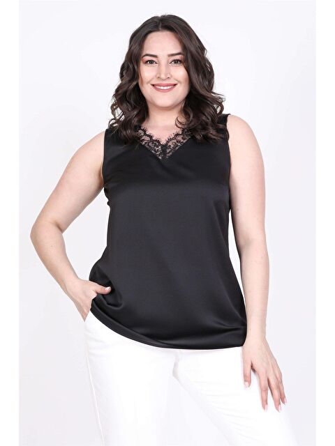 Mylinemoda V-Yakalı Dantelli Bluz - S000239693-19351