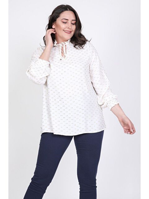 Mylinemoda Simli Uzun Kollu Önü Bağcıklı Bluz - S000239694-19965