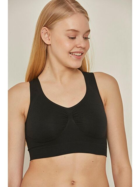 C&City C14001 Dikişsiz Sporcu Büstiyer  Siyah - S000222141-19351