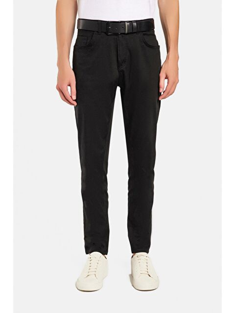 TUDORS Erkek Regular Fit Rahat Kesim Mevsimlik Kanvas Siyah Pantolon - S000519764-19351