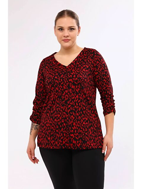 Mylinemoda V Yaka Kolları Büzgülü Triko Kazak - S000239703-20045