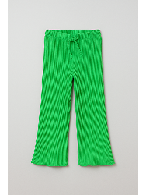 Magu Kız Çocuk Pamuklu Yeşil Ribana Flare Pantolon - İpli Ve Esnek Bel - S000433077-18194