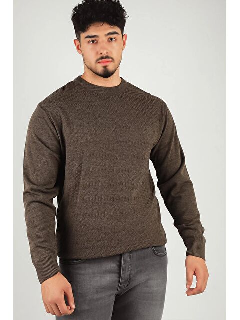 Mishar İtalia Erkek Bisiklet Yaka Kendinden Desenli Triko Kazak - S000300626-26429