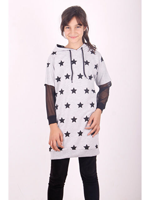 Toontoykids Kız Çocuk Yıldız Baskılı Kapüşonlu Elbise - S000420118-20600