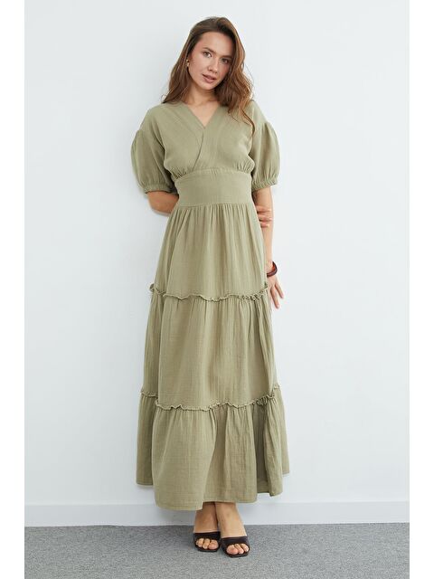 Fullamoda Beli Gipeli Müslin Kumaş Maxi Boy Elbise - S000529221-18194