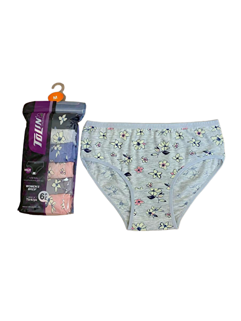 Tolin Kadın 6 lı Pamuklu Elastanlı Baskılı Havlu Ağ Orta Bel Külot Seti 2276175 - S000233871-23173