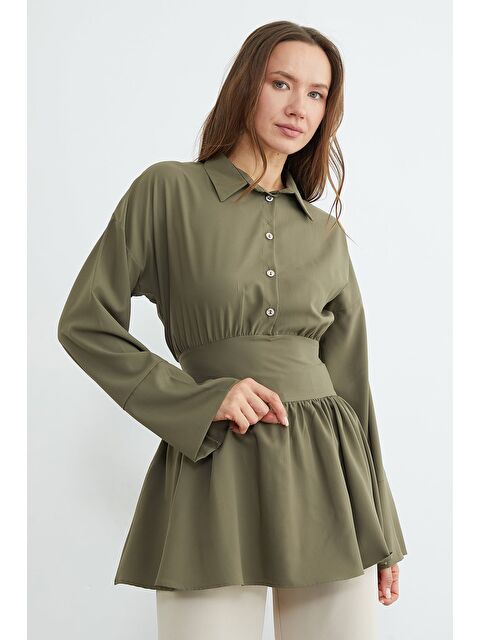 Fullamoda Fullamodest Kuşaklı Yarım Düğmeli Gömlek - S000529224-18547