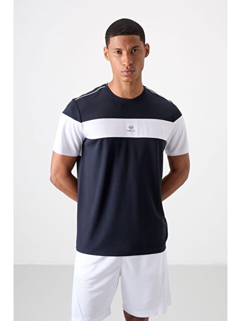 Tommylife Lacivert Polyester Nefes Alan Dokulu İnce Esnek Standart Fit Erkek Performans Tişört - 88396 - S000193833-21164
