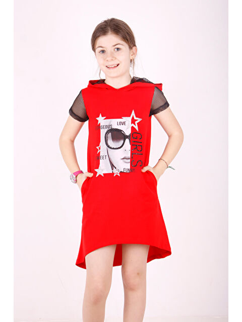 Toontoykids Kız Çocuk Kapüşonlu Cepli Elbise - S000420123-20045