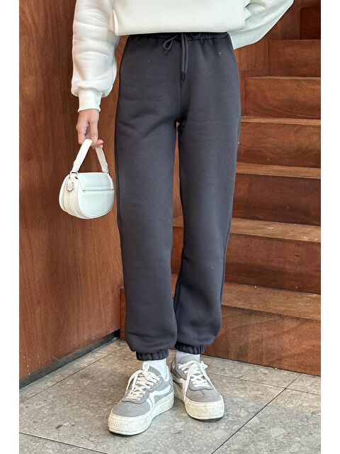 Lamelif Üç İplik Şardonlu  Eşofman Altı Füme - S000518019-33408