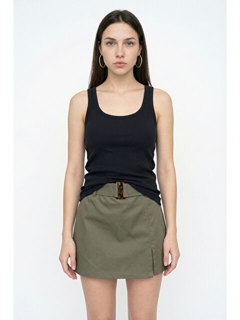 QUZU Fitilli Yuvarlak Yaka Basic Atlet Siyah - S000515669-19351