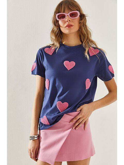 SHADE Kadın Süzene Kalp Nakışlı Basic Tişört - S000235721-21164