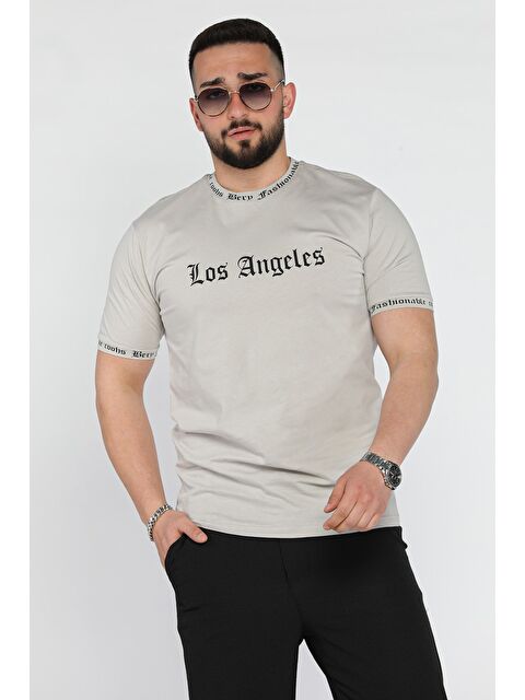 Mishar İtalia Erkek Bisiklet Yaka Yazı Baskılı Tişört - S000361448-17308